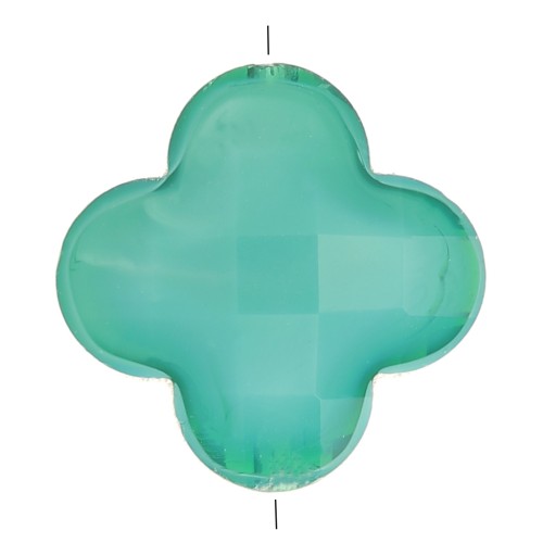 12mm Glass faceted Clover bead - Pigeon Blue x1