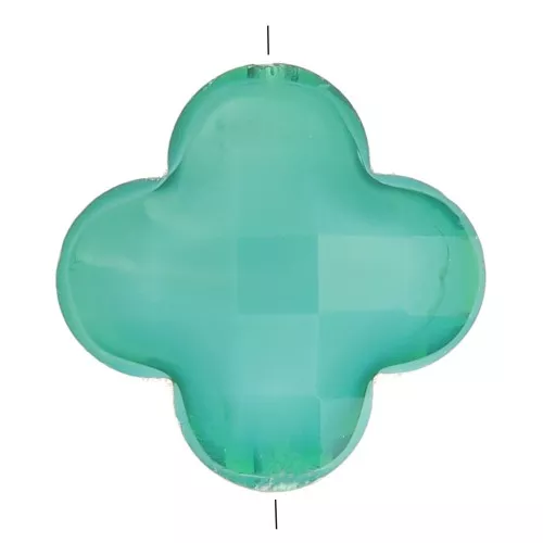 12mm Glass faceted Clover bead - Pigeon Blue x1