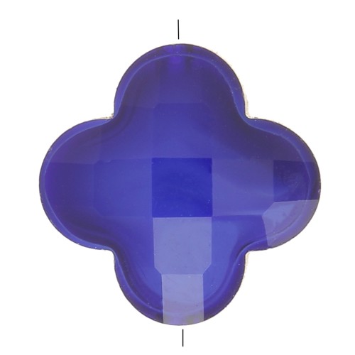 12mm Glass faceted Clover bead - Dark Blue x1