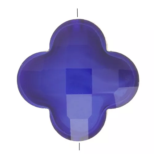 12mm Glass faceted Clover bead - Dark Blue x1