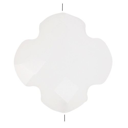 11.5 mm faceted clover bead in glass - White x1