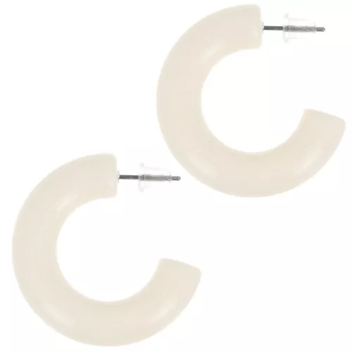 33mm Hoop earrings with round opaque resin wire - Ecru x2