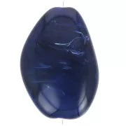 38x26mm Irregular Flat Acrylic Bead - Marbled navy blue x1