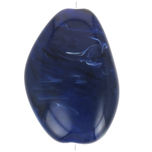 38x26mm Irregular Flat Acrylic Bead - Marbled navy blue x1