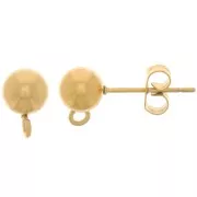 6mm 304L Stainless Steel ball earstuds with open ring - Gold Tone x2