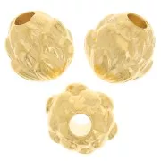 8mm Round bead flower pattern - Fine Gold plated x1