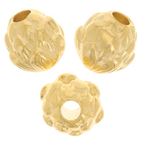 8mm Round bead flower pattern - Fine Gold plated x1