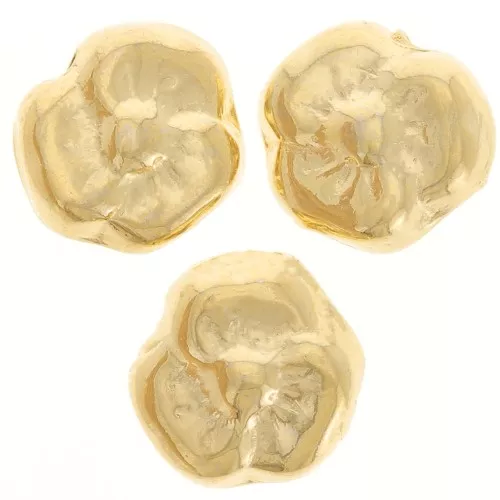 9mm embossed Flower bead- Fine Gold Plated x1