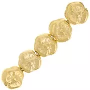 9mm embossed Flower bead- Fine Gold Plated x1