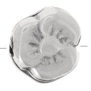 9mm embossed Flower bead- Antique silver Tone x1