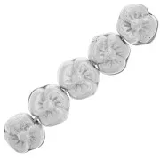 9mm embossed Flower bead- Antique silver Tone x1