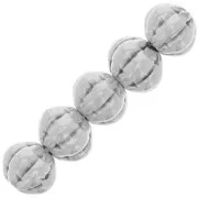 7.5mm Flattened round flower effect beads - Antique silver x4