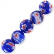 Millefiori rounds 10mm navy blue x5