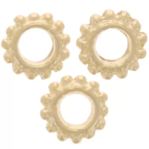 7mm Round spacer beads with small balls - Fine Gold Plated x10