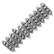7mm Round spacer beads with small balls - Antique Silver Tone x10