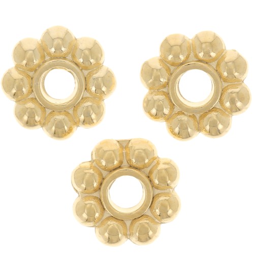 7mm Flower spacer beads - Fine gold plated x10