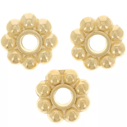 7mm Flower spacer beads - Fine gold plated x10