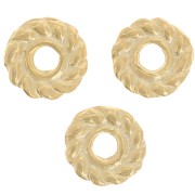 5mm Rope effect rondelle spacer beads - Fine Gold plated x10|raw }}