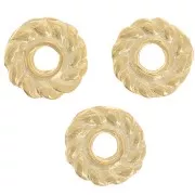 5mm Rope effect rondelle spacer beads - Fine Gold plated x10