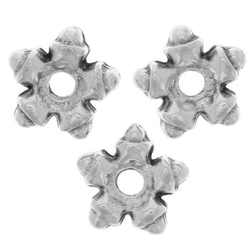 7mm star Round spacer beads - Antique silver tone x10