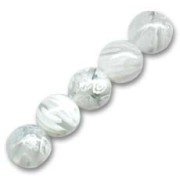 Millefiori rounds 10mm white x5