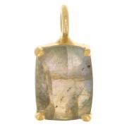 12x6mm 925 Silver faceted pendant with claw setting - Gold Tone - Labradorite x1|raw }}