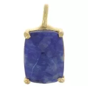 12x6mm 925 Silver faceted pendant with claw setting - Gold Tone - Lapis lazuli x1