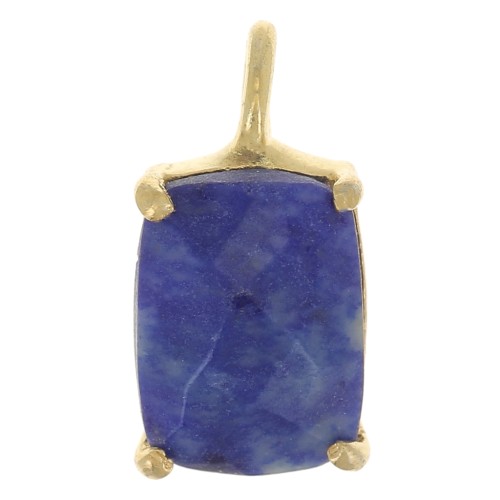12x6mm 925 Silver faceted pendant with claw setting - Gold Tone - Lapis lazuli x1