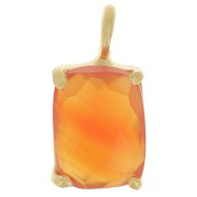 12x6mm 925 Silver faceted pendant with claw setting - Gold Tone - Carnelian x1|raw }}