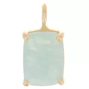 12x6mm 925 Silver faceted pendant with claw setting - Gold Tone - Amazonite x1