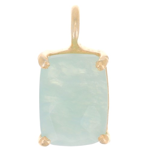 12x6mm 925 Silver faceted pendant with claw setting - Gold Tone - Amazonite x1