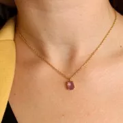 12x6mm 925 Silver faceted pendant with claw setting - Gold Tone - Amazonite x1