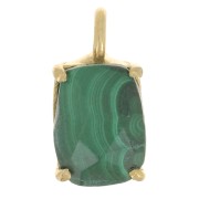 12x6mm 925 Silver faceted pendant with claw setting - Gold Tone - Malachite x1|raw }}