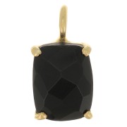 12x6mm 925 Silver faceted pendant with claw setting - Gold Tone - Black Onyx x1|raw }}