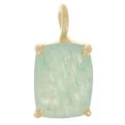 12x6mm 925 Silver faceted pendant with claw setting - Gold Tone - Aventurine x1