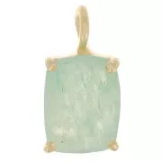 12x6mm 925 Silver faceted pendant with claw setting - Gold Tone - Aventurine x1