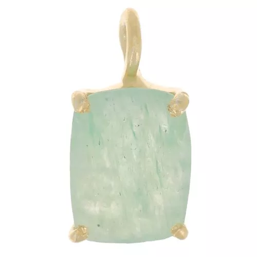 12x6mm 925 Silver faceted pendant with claw setting - Gold Tone - Aventurine x1