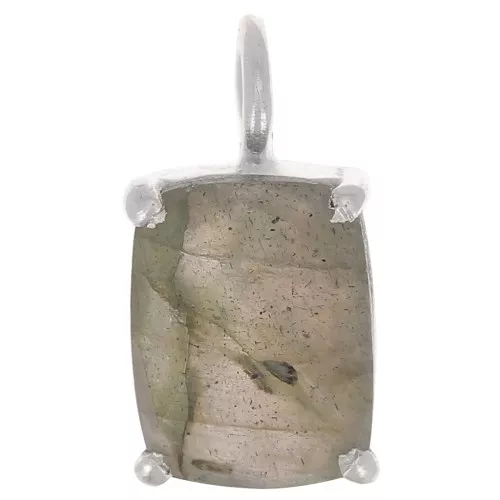 12x6mm 925 Silver Rectangle faceted pendant with claw setting - Labradorite x1