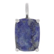 12x6mm 925 Silver Rectangle faceted pendant with claw setting - Lapis lazuli x1|raw }}