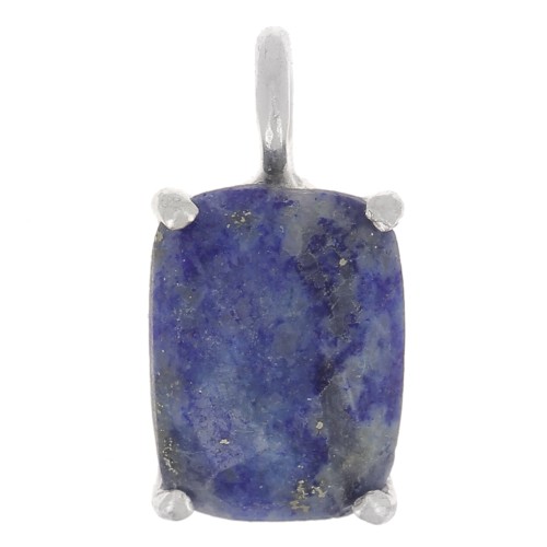12x6mm 925 Silver Rectangle faceted pendant with claw setting - Lapis lazuli x1