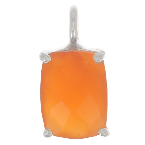 12x6mm 925 Silver Rectangle faceted pendant with claw setting - Carnelian x1