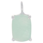 12x6mm 925 Silver Rectangle faceted pendant with claw setting - Amazonite x1