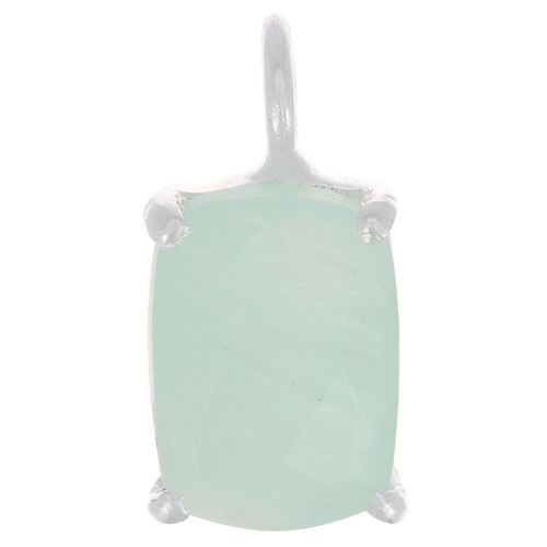 12x6mm 925 Silver Rectangle faceted pendant with claw setting - Amazonite x1