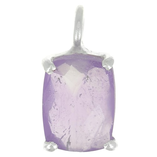 12x6mm 925 Silver Rectangle faceted pendant with claw setting - Amethyst x1