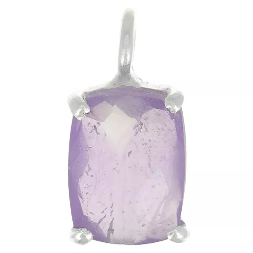 12x6mm 925 Silver Rectangle faceted pendant with claw setting - Amethyst x1