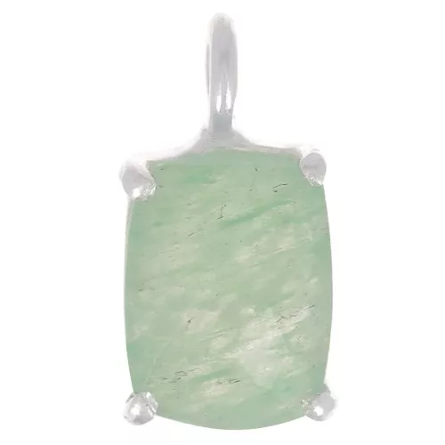 12x6mm 925 Silver Rectangle faceted pendant with claw setting - Aventurine x1