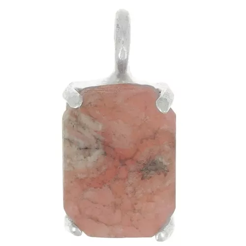 12x6mm 925 Silver Rectangle faceted pendant with claw setting - Rhodochrosite x1