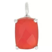 12x6mm 925 Silver Rectangle faceted pendant with claw setting - Red Onyx x1