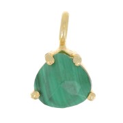 10x7mm 925 Silver faceted pendant with claw setting - GOLD tone - Malachite x1|raw }}