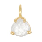 10x7mm 925 Silver faceted pendant with claw setting - GOLD tone - Moonstone x1